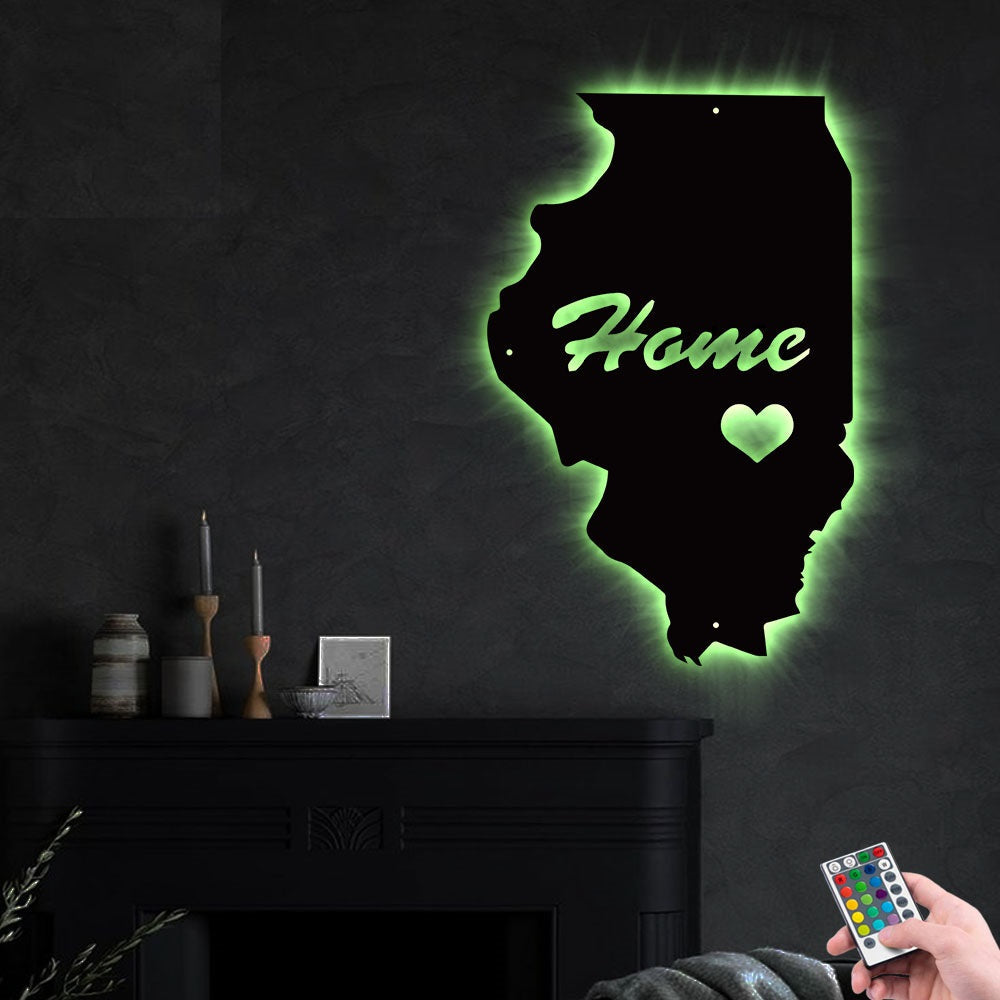 Illinois I Love It - Led Light Metal - Owls Matrix LTD
