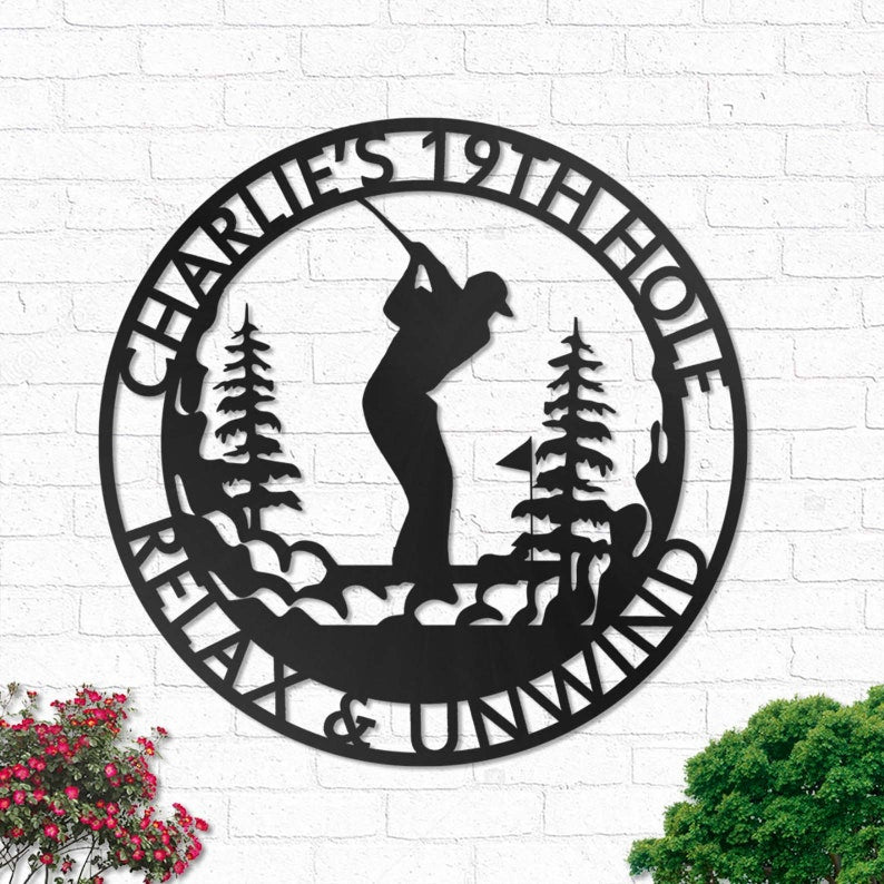 Golfing Golf Player19th Hole Personalized - Led Light Metal - Owls Matrix LTD