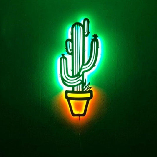 12"x12" Cactus Is Very Beautiful - Led Light Metal - Owls Matrix LTD