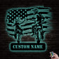 Motocross Riding Partner Dad and Son American Flag Personalized - Led Light Metal - Owls Matrix LTD