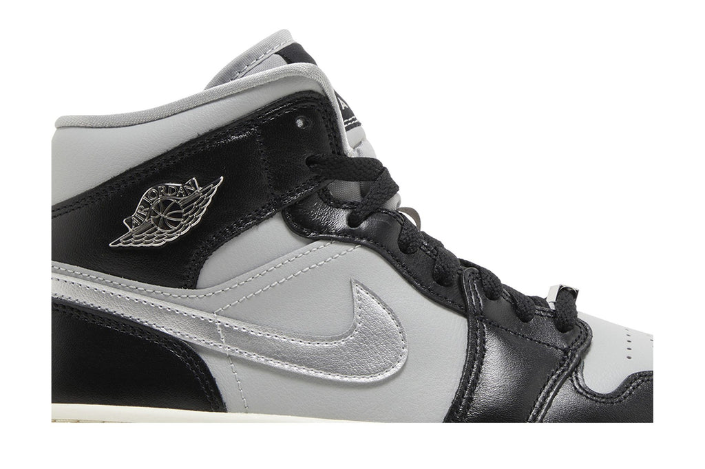 Jordan 1 Mid SE Women's Black Metallic Silver Sneakers FB9892-002
