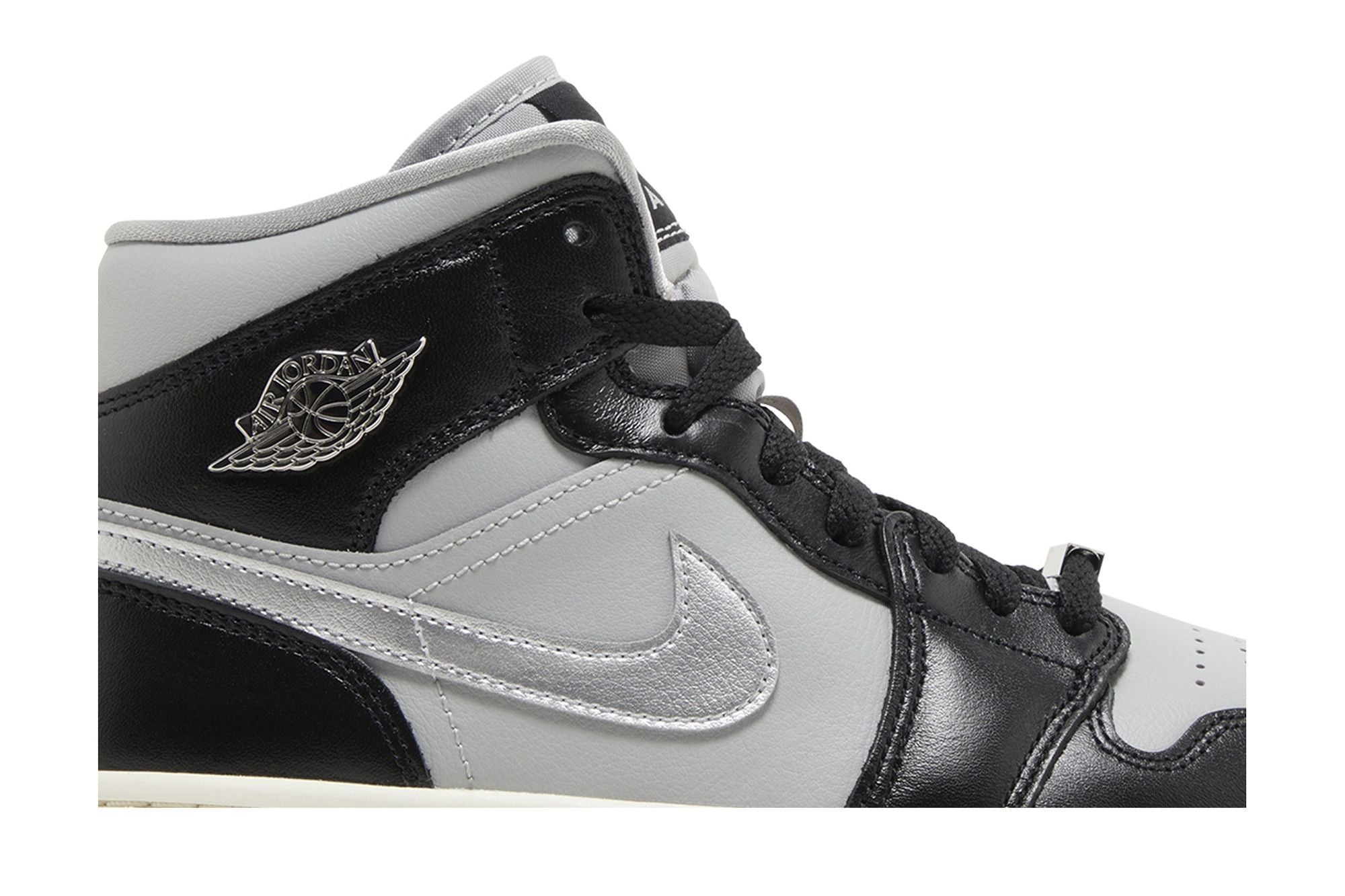 Jordan 1 Mid SE Women's Black Metallic Silver Sneakers FB9892-002