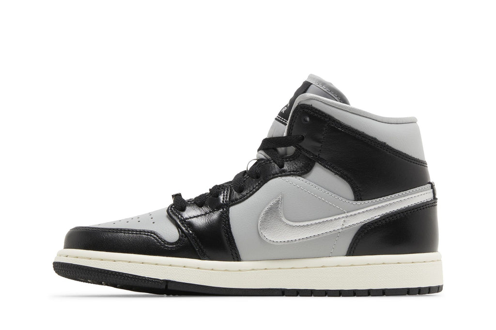 Jordan 1 Mid SE Women's Black Metallic Silver Sneakers FB9892-002