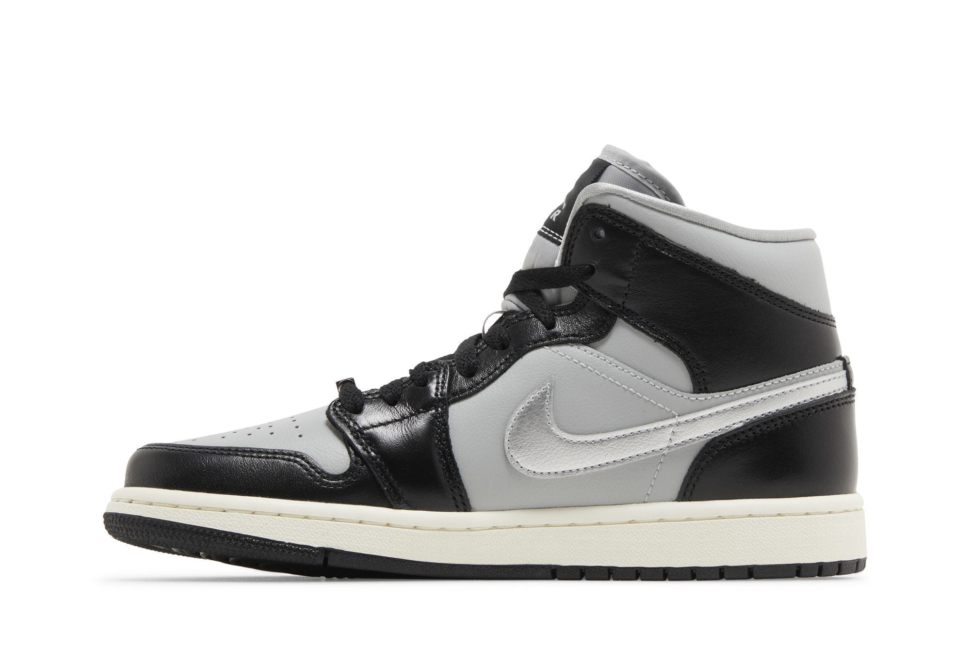 Jordan 1 Mid SE Women's Black Metallic Silver Sneakers FB9892-002