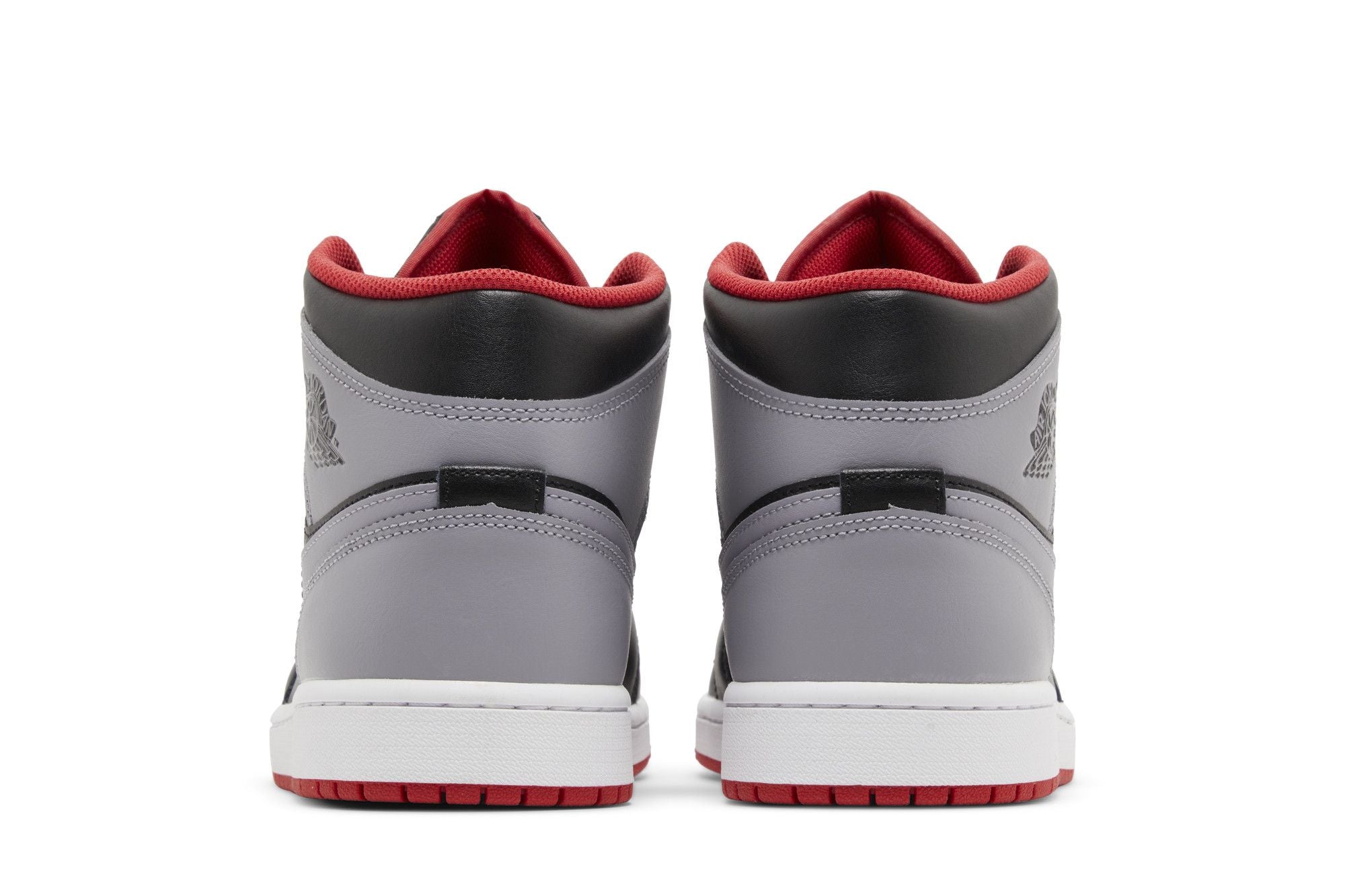 Jordan 1 Mid Bred Shadow Leather Trainers - Black/Red/Grey - DQ8426-006