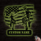 12"x12" Motocross Riding Partner Dad and Son American Flag Personalized - Led Light Metal - Owls Matrix LTD