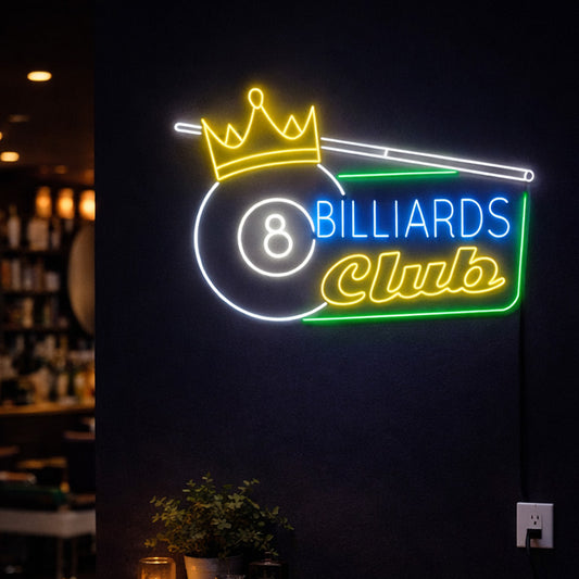 8 Ball Billiards Club LED Neon Sign – Multicolor Acrylic Wall Decor
