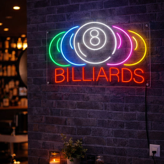 8 Ball Billiards LED Neon Sign – Multicolor Acrylic Wall Decor Light