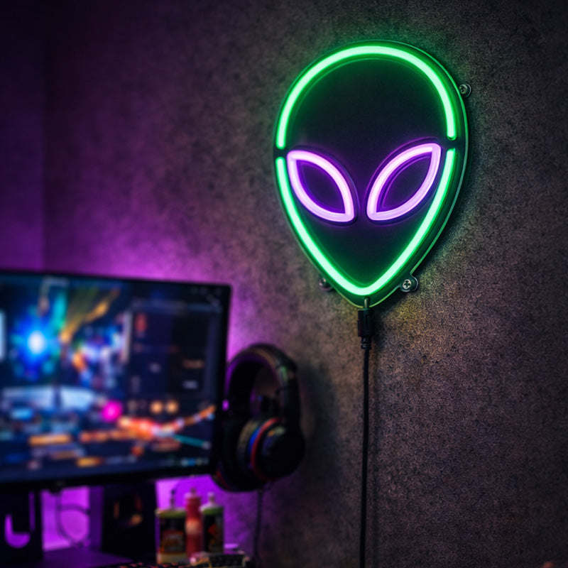 Alien Head Neon Sign – LED Wall Light for Gaming Rooms, Bedrooms & Futuristic Décor