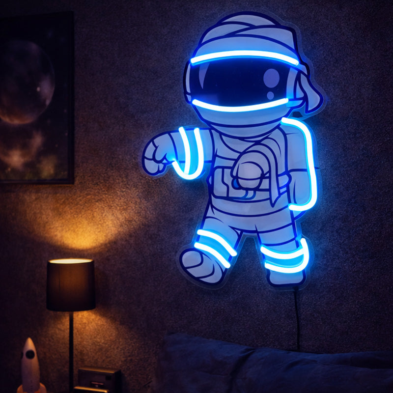 Astronaut Neon Sign – Blue LED Neon Wall Art for Kids Room, Bedroom & Creative Decor