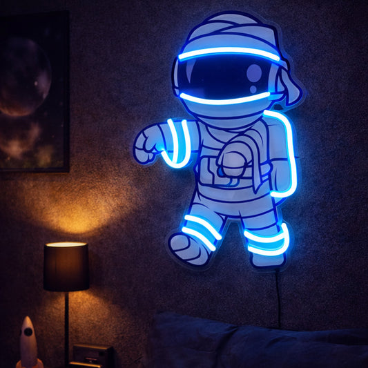 Astronaut Neon Sign – Blue LED Neon Wall Art for Kids Room, Bedroom & Creative Decor