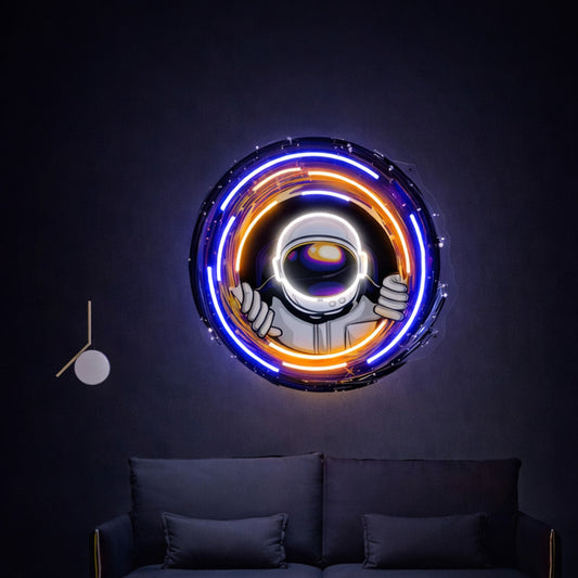Astronaut Portal Neon Sign – Futuristic LED Neon Wall Art