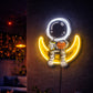 Astronaut on Crescent Moon Neon Sign – Space-Themed LED Wall Light Decor