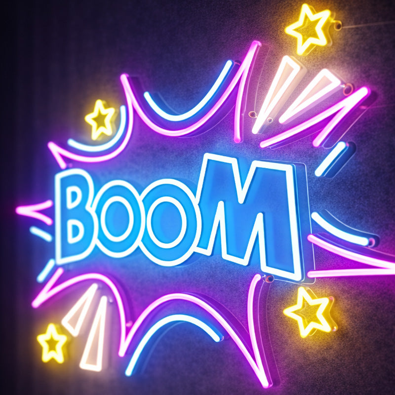 BOOM Comic Style Neon LED Sign – Pop Art Wall Light for Gaming & Creative Spaces