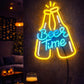 Beer Time Neon Sign – Yellow & Blue LED Neon Wall Light for Bar, Pub & Home Decor