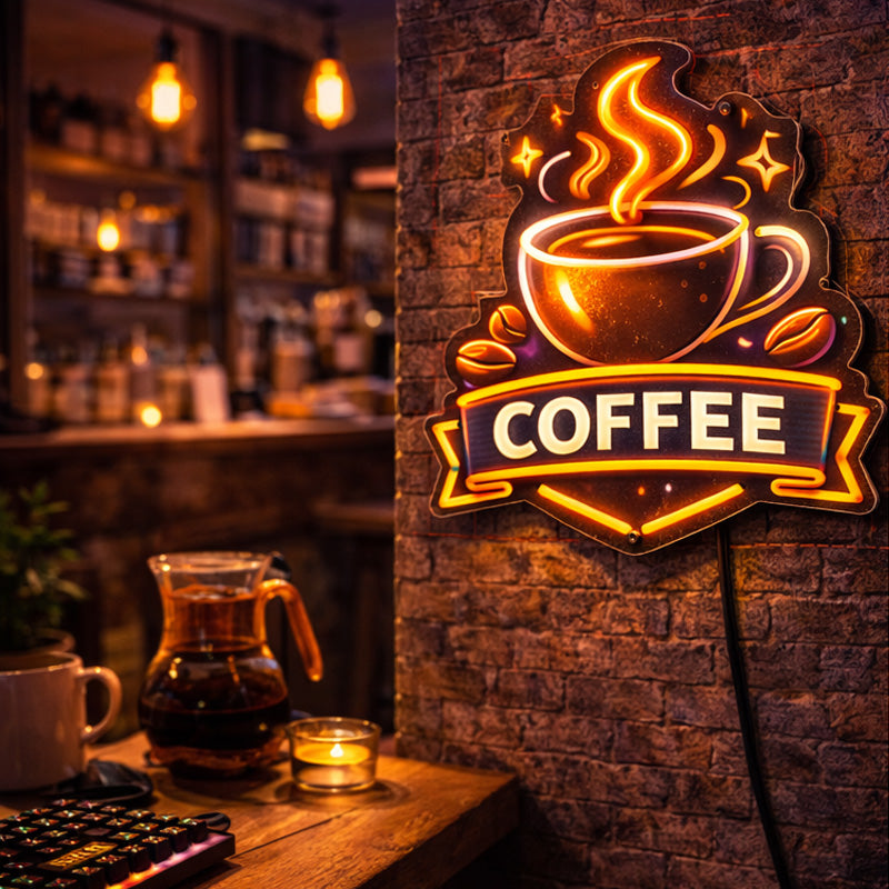 Coffee Cup LED Neon Sign – Warm Café Wall Light Decor