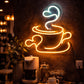Coffee Cup LED Neon Sign – Warm Yellow Acrylic Wall Decor Light