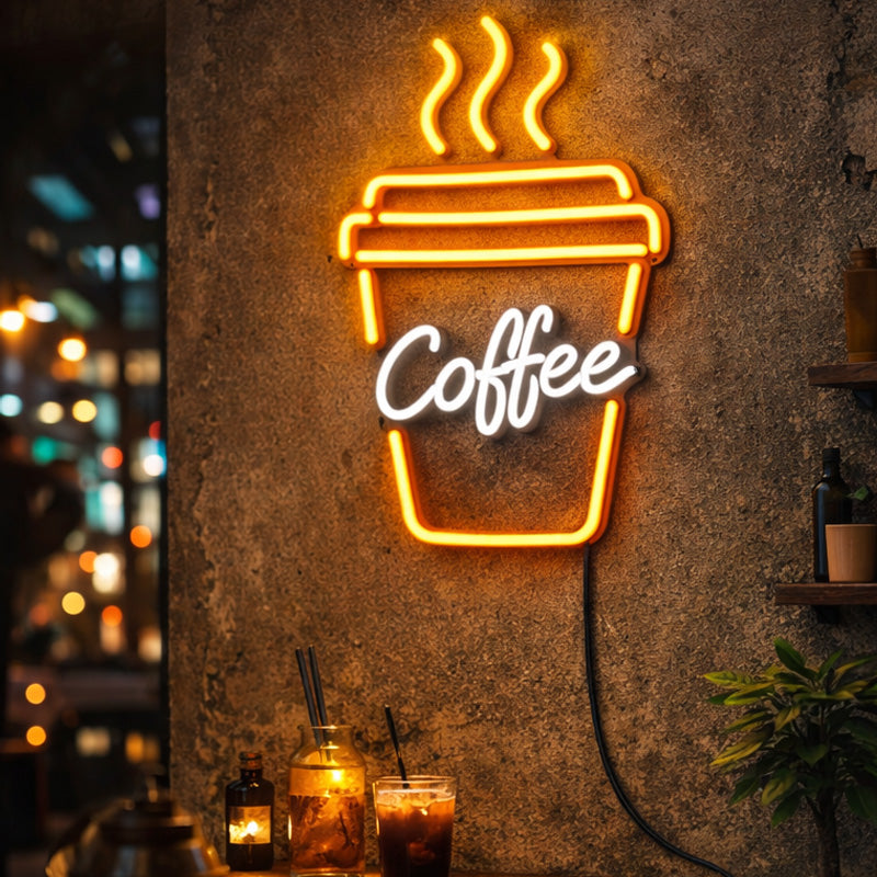 Coffee Cup Neon Sign – Warm LED Coffee Wall Light for Café & Home