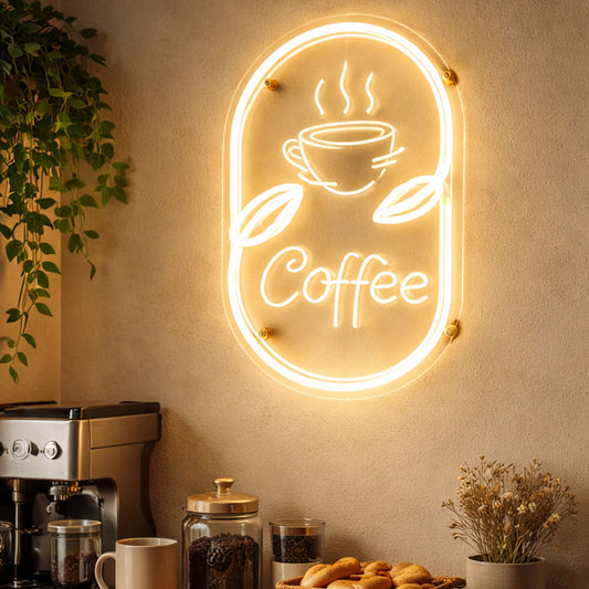 Coffee Neon Sign – Warm White LED Neon Wall Light
