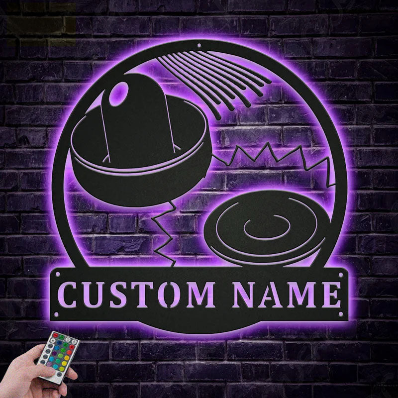 Custom Name Air Hockey Metal Sign, Metal Wall Signs With RGB Led Light
