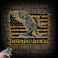 Custom Name American Flag Eagle Metal Wall Art, Metal Wall Signs With RGB Led Light