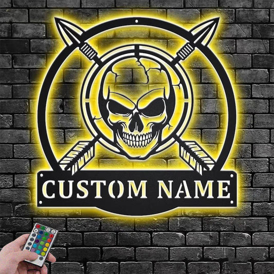 Custom Name Archery Player Name Sign Decoration For Room, Metal Wall Signs With RGB Led Light