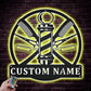 Custom Name Barber Hair Stylist, Metal Wall Signs With RGB Led Light