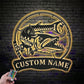Custom Name Barracudas Fishing Fish Pole Metal Wall Signs With RGB Led Light