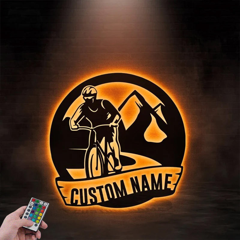 Custom Name Biker Metal Wall Signs With RGB Led Light