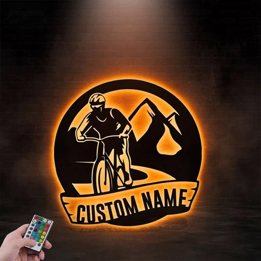 Custom Name Biker Metal Wall Signs With RGB Led Light
