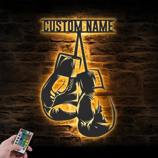 Custom Name Boxer Name Sign Home Decor Gym RoomMetal Wall Signs With RGB Led Light
