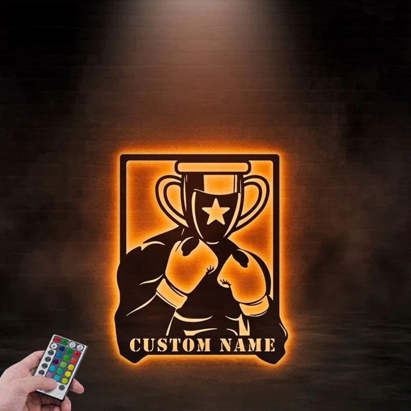 Custom Name Boxing Metal Wall Signs With RGB Led Light