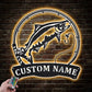 Custom Name Chinook Salmon Fish Pole Metal Wall Signs With RGB Led Light