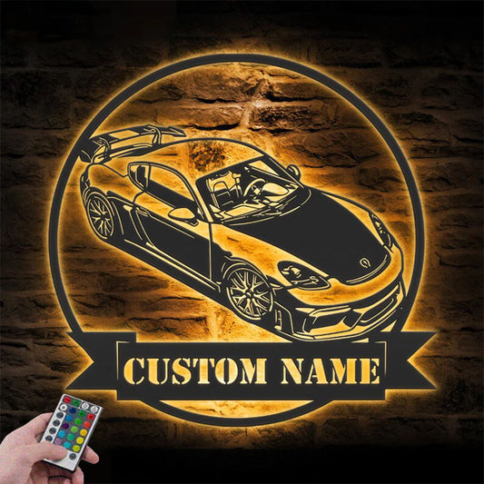 Custom Name Classic Muscle Car Name Sign Home Decor Mechanic Repair Metal Wall Signs With RGB Led Light