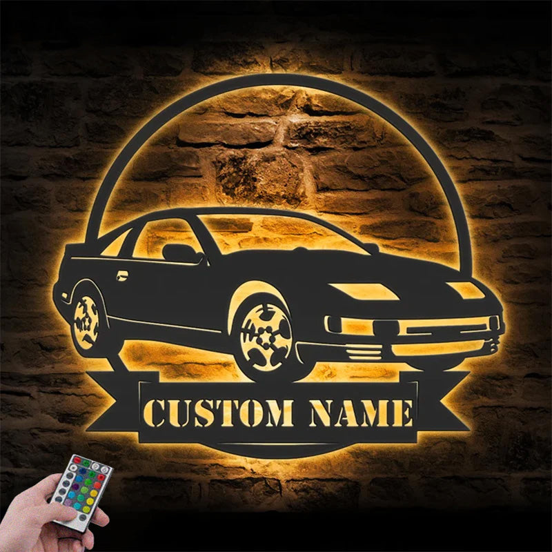 Custom Name Classic Muscle Car Name Sign Home Decor Mechanic Repair  Metal Wall Signs With RGB Led Light