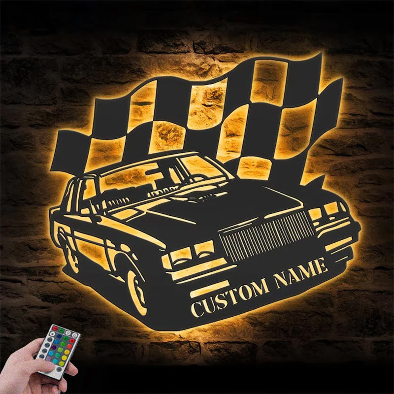Custom Name Classic Muscle Car Name Sign Metal Wall Signs With RGB Led Light