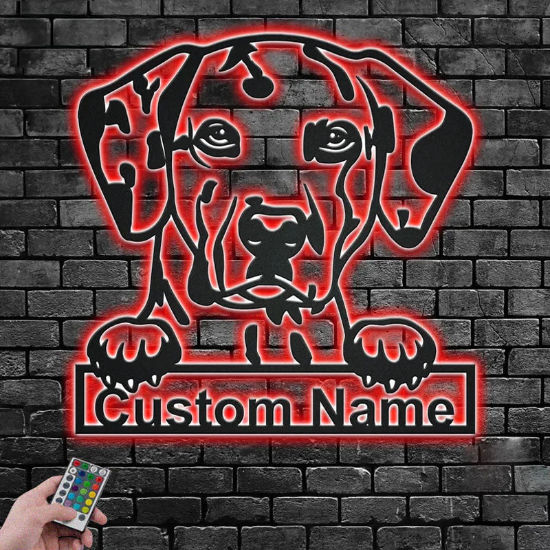 Custom Name Dalmatian Name Sign Decoration For Dog Room, Metal Wall Signs With RGB Led Light