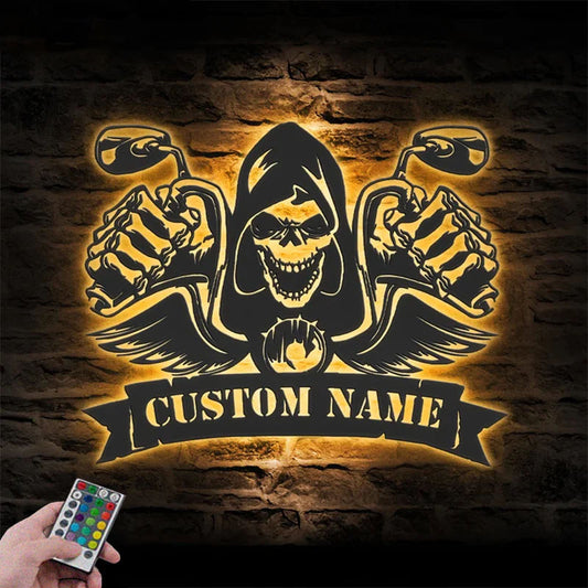 Custom Name Dirt Bike Name Sign Home Decor Metal Wall Signs With RGB Led Light