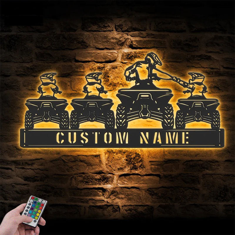 Custom Name Dirt Bike Name Sign Home Decor, Metal Wall Signs With RGB Led Light