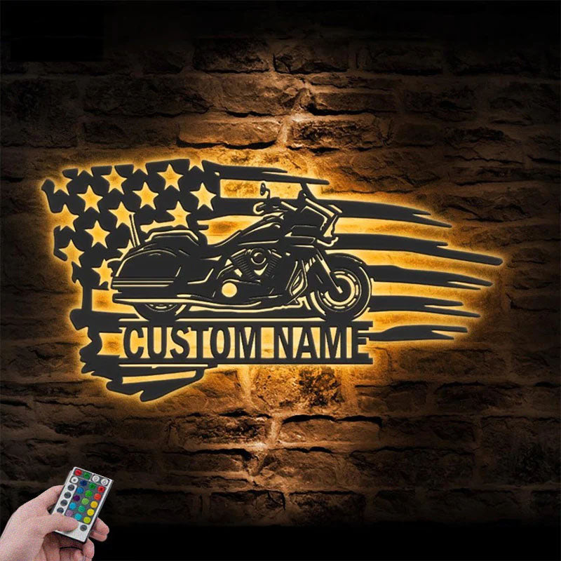 Custom Name Dirt Bike Name Sign Home, Metal Wall Signs With RGB Led Light