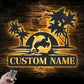 Custom Name Dolphin Couple on Beach in Aurora Metal Wall Signs With RGB Led Light