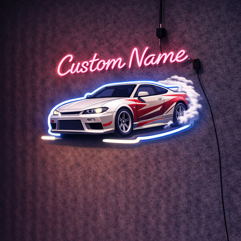 Custom Name Drift Car LED Neon Sign – Personalized Racing Wall Light