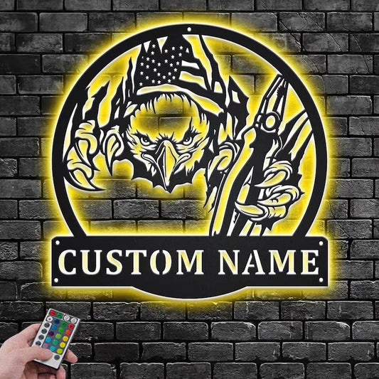 Custom Name Electrician Name Sign Decoration For Room, Metal Wall Signs With RGB Led Light