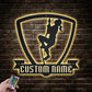 Custom Name Female Bodybuilder For Gym Room WeightLifting, Metal Wall Signs With RGB Led Light