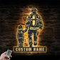 Custom Name Firefighter Father And Daughter Metal Wall Signs With RGB Led Light