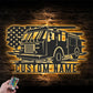 Custom Name Fireman Name Sign Home Decor Firefighter Metal Wall Signs With RGB Led Light