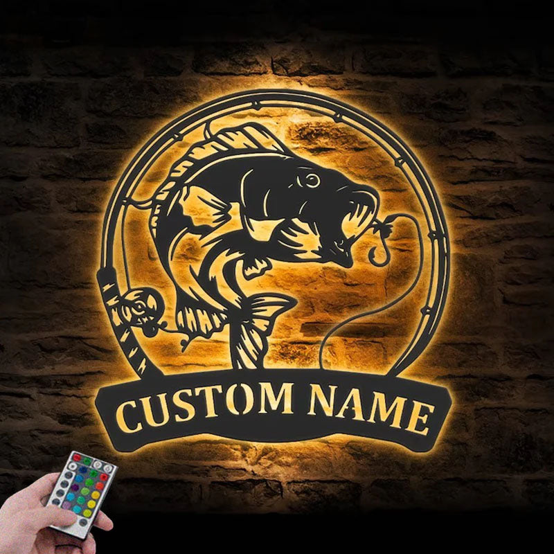 Custom Name Fisher Name Sign Home Decor Kid Boy Girl Nursery Metal Wall Signs With RGB Led Light