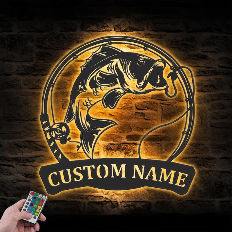 Custom Name Fisher Name Sign Home Decor Kid Boy Girl Nursery Metal Wall Signs With RGB Led Light