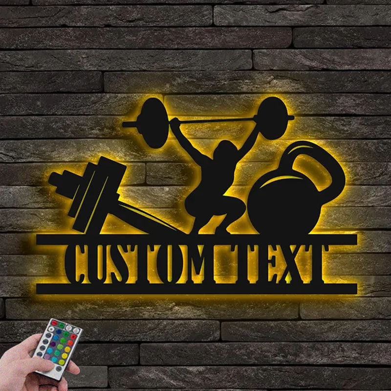 Custom Name Fitness Room Name Sign Metal Wall Signs With RGB Led Light