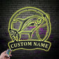 Custom Name Florida Pompano Fish Pole Metal Wall Signs With RGB Led Light
